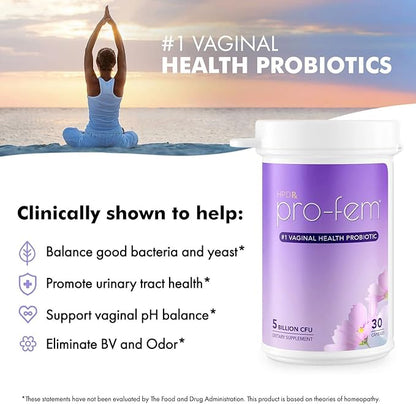 Pro-Fem #1 Vaginal Health Probiotic 7 Days 30 Capsules 2-Pack