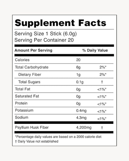 Psyllium Huskology (20 Sticks, 10 Days) 7,200mg.