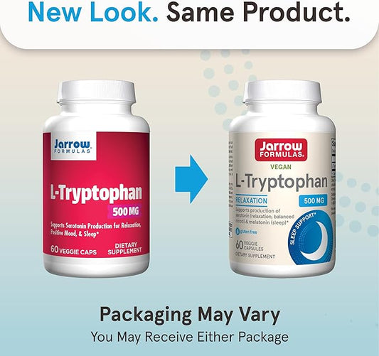 Jarrow Formulas L-Tryptophan, 500 mg Dietary 60 Capsules, 60 Day