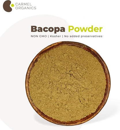 CARMEL ORGANICS Bacopa Monnieri/Brahmi Powder 8 Ounce 0.5 Lb/ 227 Grams(Pack 1) |