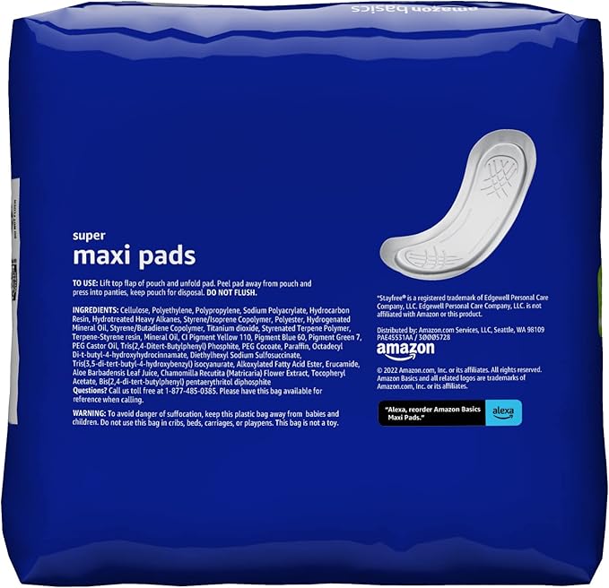 Amazon Basics Thick Maxi Pads 48 Count, 2 Pack