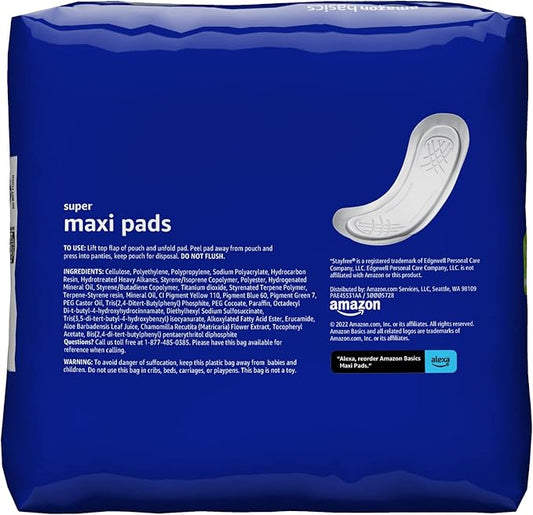 Amazon Basics Thick Maxi Pads 48 Count, 2 Pack