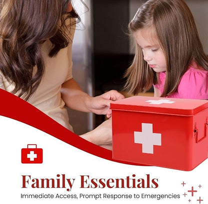 Flexzion First Aid Box Organizer Empty 13" Red