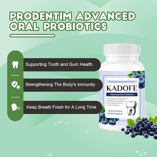 Oral Probiotics for Gums and Teeth Health & Fresh Breath, 3.5 Billion Advanced Oral Probiotics for Mouth Bad Breath, Chewable Dental Probiotic Formula 30 Tablets (Avocado-1pcs)
