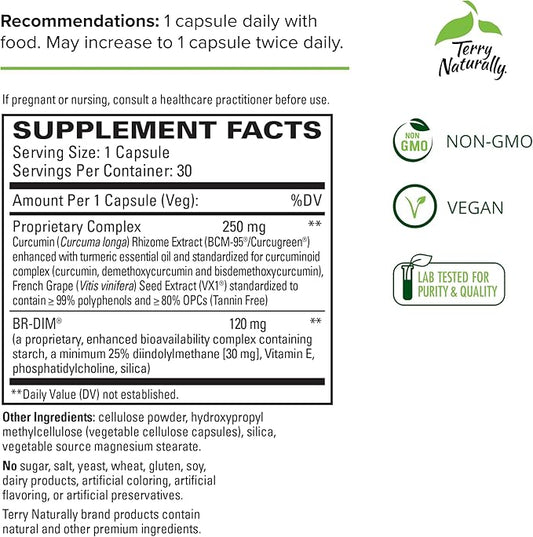 Terry Naturally DIM Complex 30 Capsules BCM-95 Curcumin 30 Servings