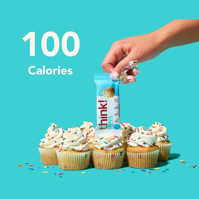 think! Minis Protein Snack Bar, Gluten Free, Cupcake Batter, 15 Count