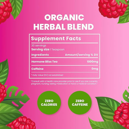 Cederberg Hormone Bliss Tea Hormone Balance Tea for PCOS Organic Raspberry Loose Leaf Tea for Women with Spearmint Female Fertility Tea Caffeine Free 30 Servings