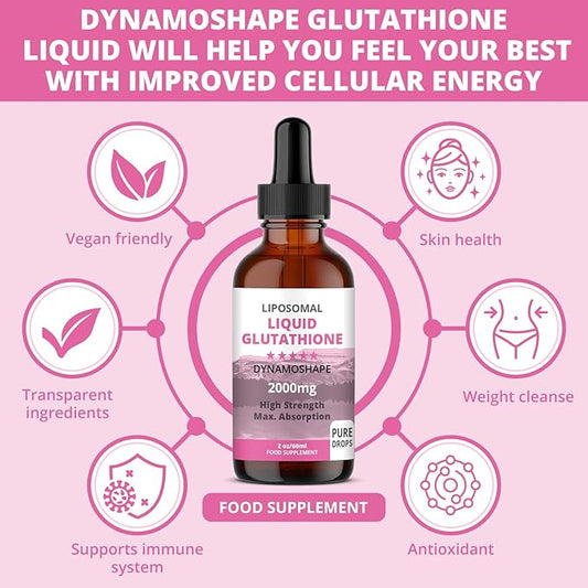 Liposomal Glutathione 2000mg with Vitamin C, Oral Glutathione Liquid, Antioxidant Supplement for Detox, Superior Absorption, Higher Dosage (Pack of 1)