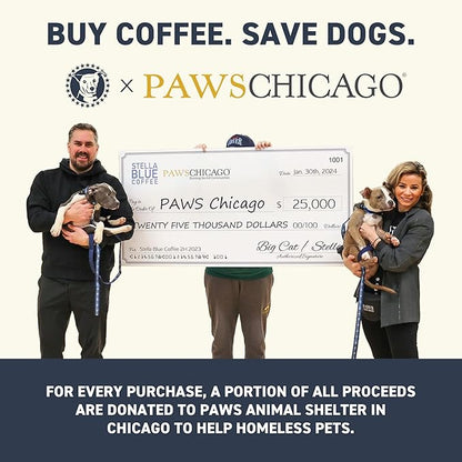 STELLA BLUE Fresh K Cup Coffee Pods | Electric Avenue Blend | 100% Arabica DARK Roast | Ethically & Sustainably Sourced from Central America | Helps Support PAWS Chicago | 12 Single Serve Pods