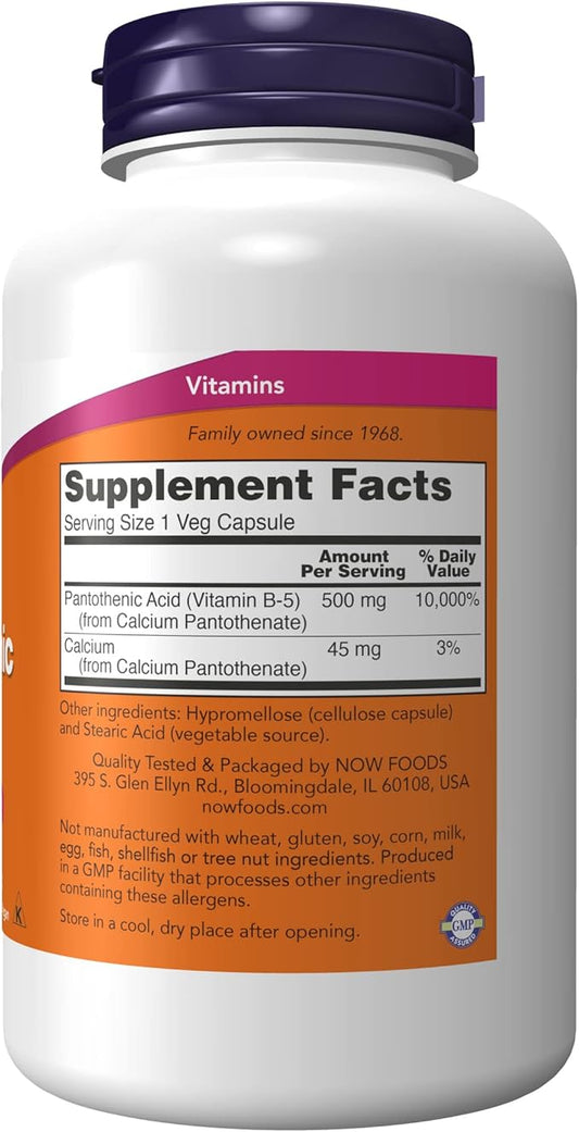Now Supplements, Pantothenic Acid (Vitamin B-5) 500 mg, 250 Capsules 2)