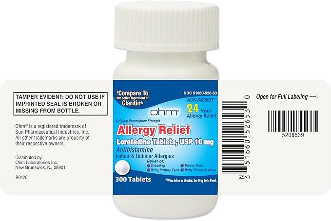 Ohm Loratadine 10mg Tablets, 300 Count