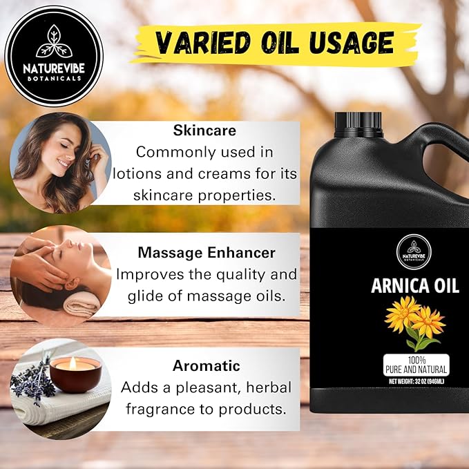 Naturevibe Botanicals Arnica Oil 32 Ounces 100% Pure