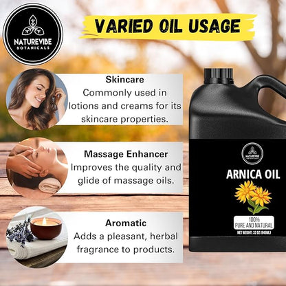 Naturevibe Botanicals Arnica Oil 32 Ounces 100% Pure