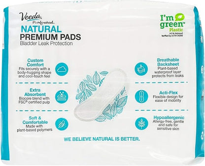 Veeda Natural Premium Incontinence Pads for Women 20 Count