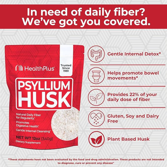 Health Plus, Psyllium Husk, 12 oz, 48 Servings