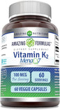 Amazing Formulas Vitamin K2 Menaq7 MK7 Supplement 100 Mcg (1 Pack, 60 Count)