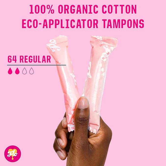 FLO Organic Cotton Applicator Tampon Mega (64 Regular