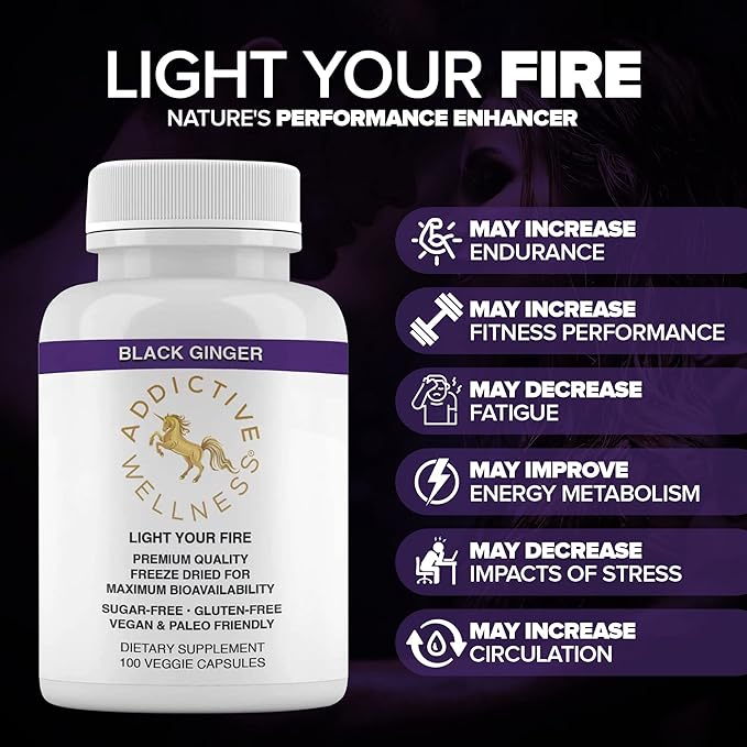 Addictive Wellness Thai Black Ginger 450mg, Vegan 100 Count