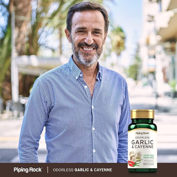 Piping Rock Garlic and Cayenne Supplements 180 Softgels 1000mg |
