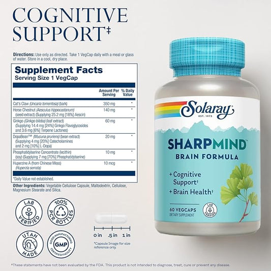 Solaray SharpMind, Cognitive Support Formula 60 VegCaps