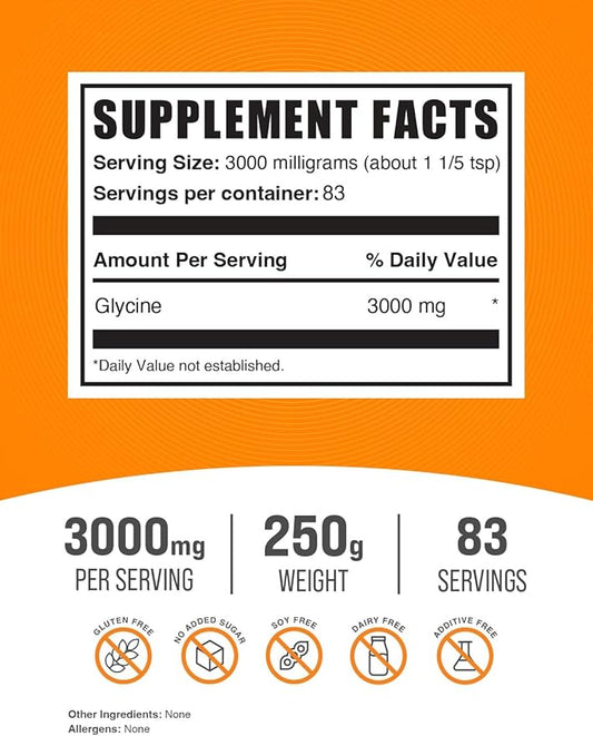 BulkSupplements.com Glycine Powder 3000mg - 3000mg per 250g (8.8 (8.8 oz) 1)