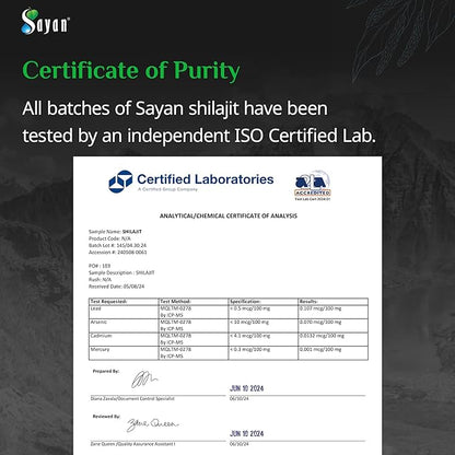 Sayan Shilajit Pure Organic Black Resin (60 Tablets, 1-2 Month