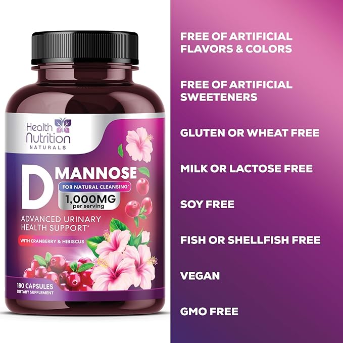 D-Mannose & Cranberry Extract 1350mg Advanced 180 Capsules