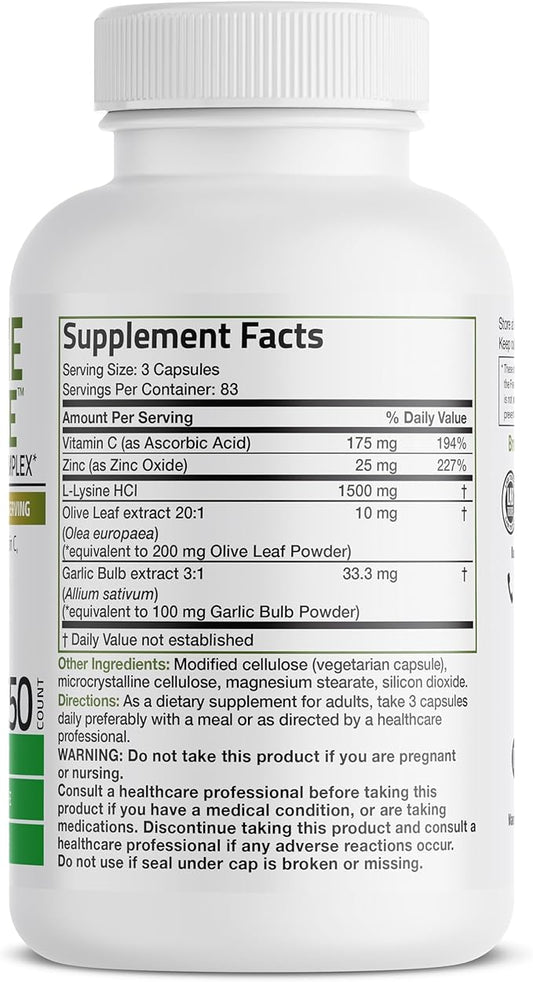 Bronson L-Lysine Defense Immune Support Complex 1500 MG 250 Vegetarian