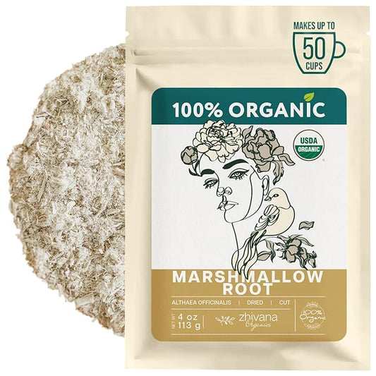 Marshmallow Root Tea (Althea Officinalis) – Organic Marshmallow Root – Throat Tea - Gut Lining, Digestion, Respiratory Health - Blood, Bones, Skin, Hair - Marshmellow Herb – 4 Ounces