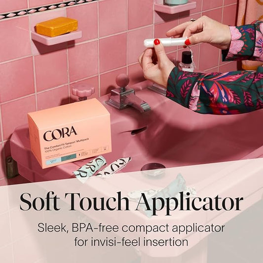 Cora Organic Applicator Tampon Multipack 60 Regular 60 Super 100% Organic 120 Total