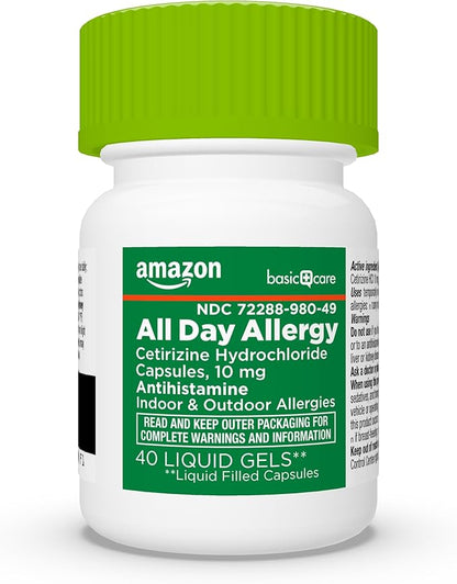Amazon Basic Care All Day Allergy 24 Hour 10 mg, 40 Count
