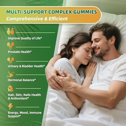 15 in 1 Saw Palmetto for Men & Women, 500mg Saw Palmetto Extract Gummies, Prostate Health Supplements for Men, Unisex DHT Blocker, for Hair, Urinary Wellness, Hormonal, Energy Support, 2 Pack