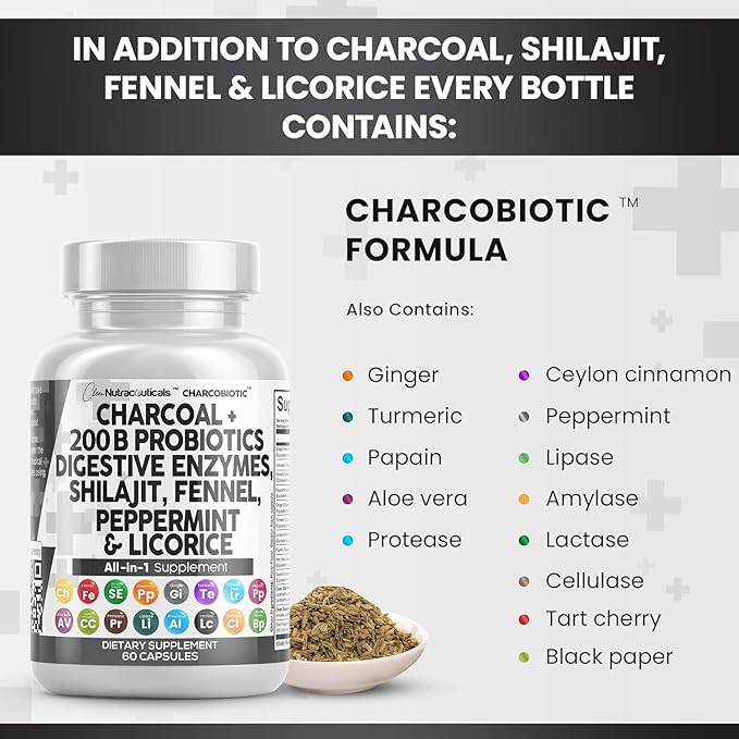 Clean Nutra Activated Charcoal Capsules Shilajit 5000mg Pills 200 Billion