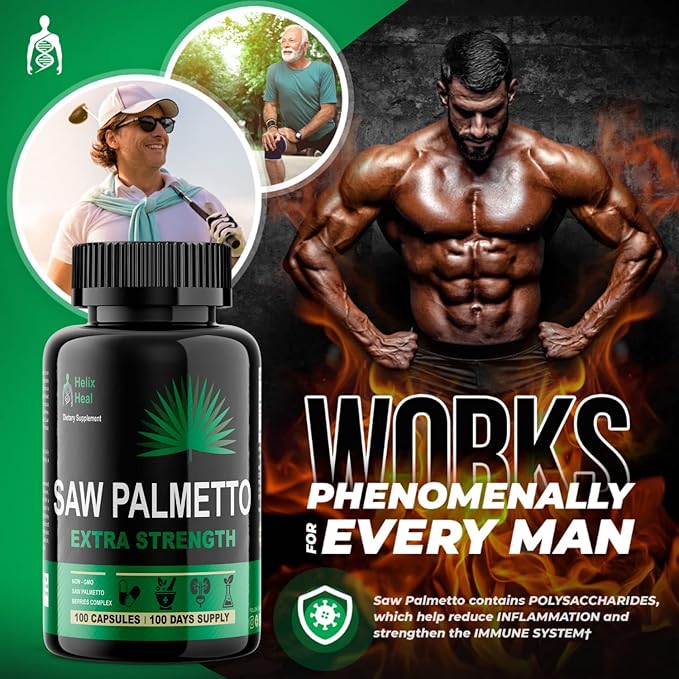 Saw Palmetto for Men - Prostate Health Supplements for Men Urinary Health - Natural DHT Blocker, 500mg Extra Strength Hair Regrowth Treatments - 100 Capsules 3 Months Supply