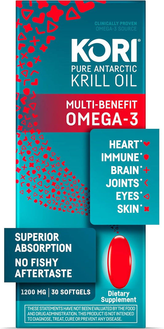 Kori Krill Oil Omega 3 Supplement, 1200mg Softgels, 30 Softgels,