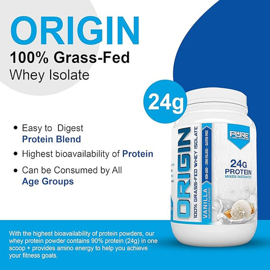 100% Grass Fed Vanilla Protein Isolate- Keto, Low Carbs-2lbs