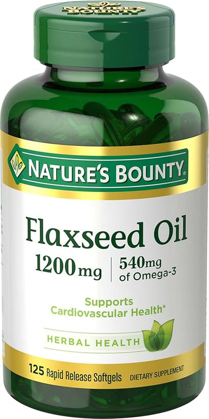 Nature's Bounty Flaxseed and Omega 3, 1200mg, Softgels, 125 ct