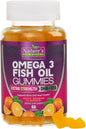 Omega Fish Oil Gummies - Delicious Orange Flavor Fish Oil Omega 3 Supplements with Heart Healthy EPA & DHA Fatty Acids for Heart, Joint & Brain Support - Omega 3 Fish Oil Gummy Vitamins - 60 Gummies