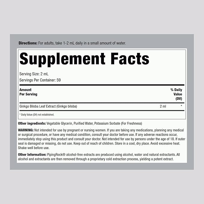 Piping Rock Ginkgo Biloba Supplements 4 fl
