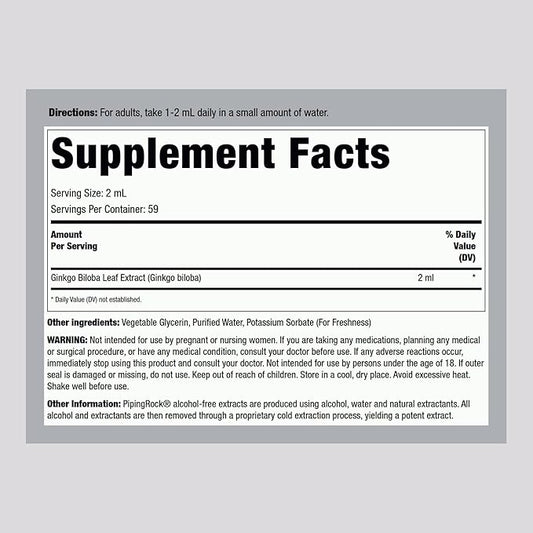 Piping Rock Ginkgo Biloba Supplements 4 fl