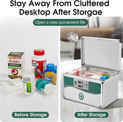 Med Box, Medicine Lock Box,Locking Medicine Boxes【Extra-Large16 x 9.25 x 7.5 Inch】,Lock