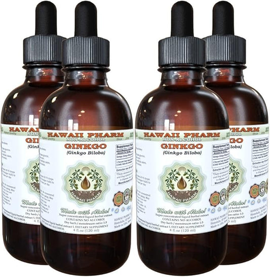 Hawaii Pharm Ginkgo Alcohol-FREE Liquid Extract, 4x4 oz