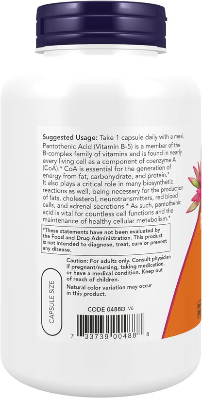 Now Supplements, Pantothenic Acid (Vitamin B-5) 500 mg, 250 Capsules 2)