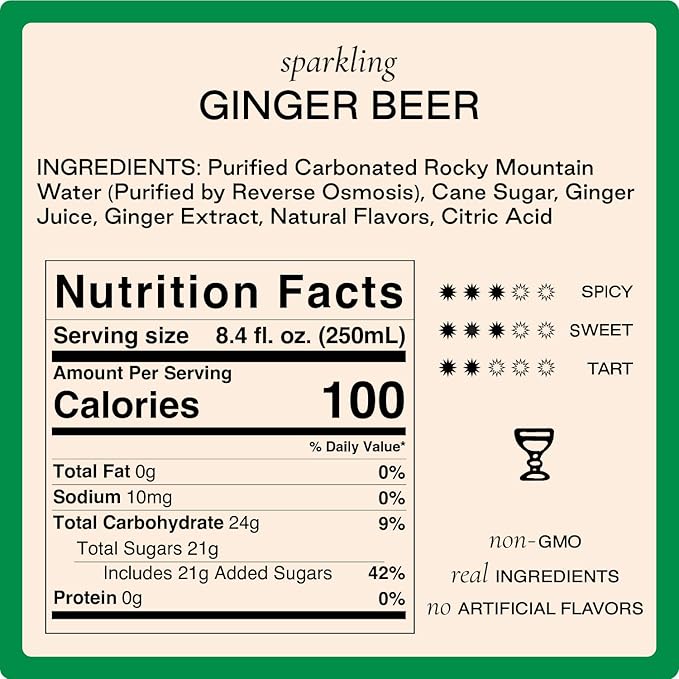 Strongwater Sparkling Ginger Beer - 12 Pack Cans (8.4 Fl Oz Each) - Premium Craft Cocktail Mixer Made with Filtered Rocky Mountain Water & Ginger Root - Real Cane Sugar, No Artificial Flavors