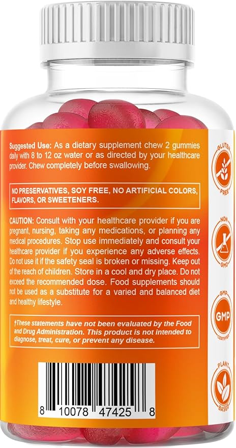 Vitamatic 2 Packs Sugar Free Pumpkin Seed Gummies - Made with Saw Palmetto - Natural Raspberry Flavor - 60 Count
