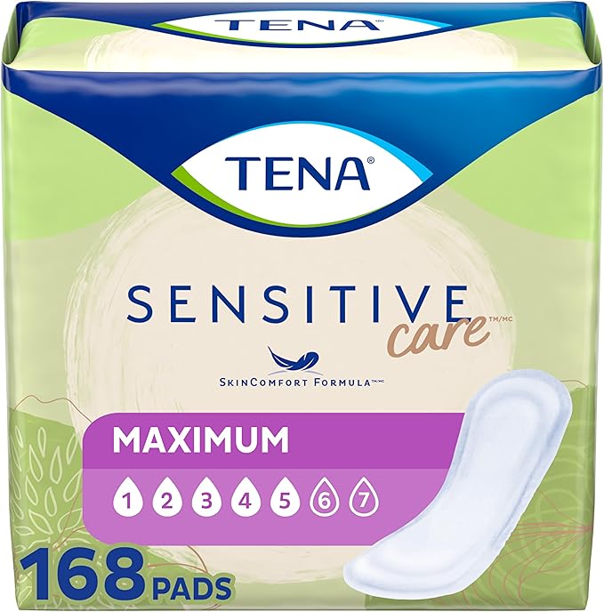 TENA Sensitive Maximum Bladder Control Pads, 56 Count, 3 Packs, 168 Total