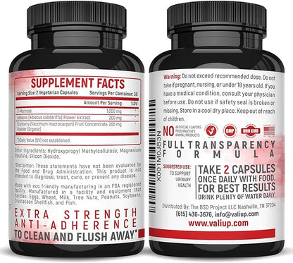 VALI D-Mannose 1000mg Urinary Tract Health 60 Veggie