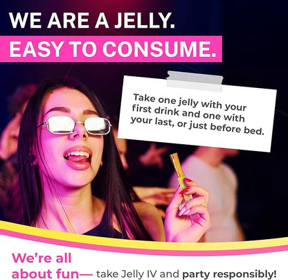 JellyIV Pregame Chaser for Morning Recovery, Plant-Based Instant Hydration Packets with Liver Protection | 15-Count Pack