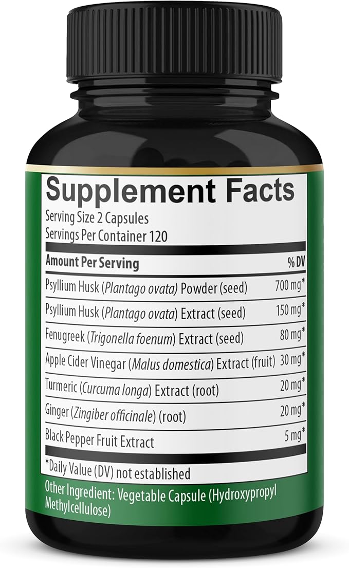 BMVINVOL Psyllium Husk Fiber Supplement 240 Capsules