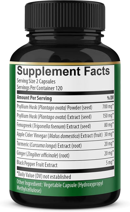 BMVINVOL Psyllium Husk Fiber Supplement 240 Capsules